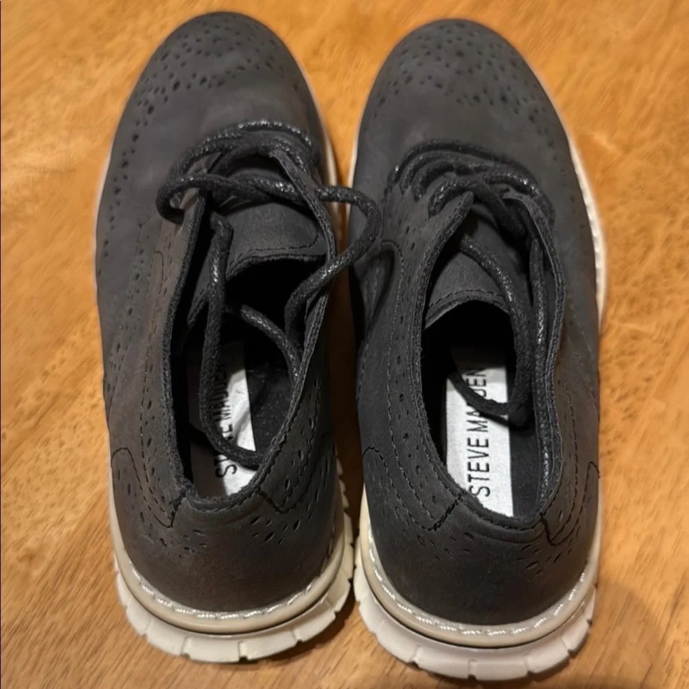 Steve Madden Charcoal Perforated Dress Shoes